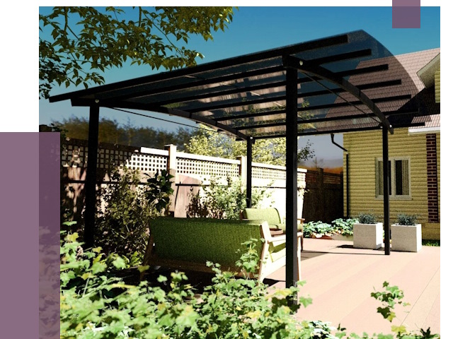 Навесы для террасы в Петергофе от 13338 руб. под ключ | ПРОЛЁТ-Птф