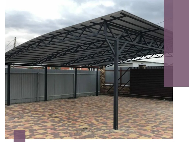 Металлические навесы под ключ в Петергофе — изготовление и монтаж