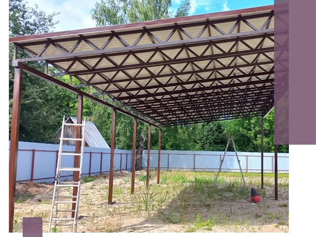 Односкатные навесы под ключ в Петергофе — изготовление и монтаж