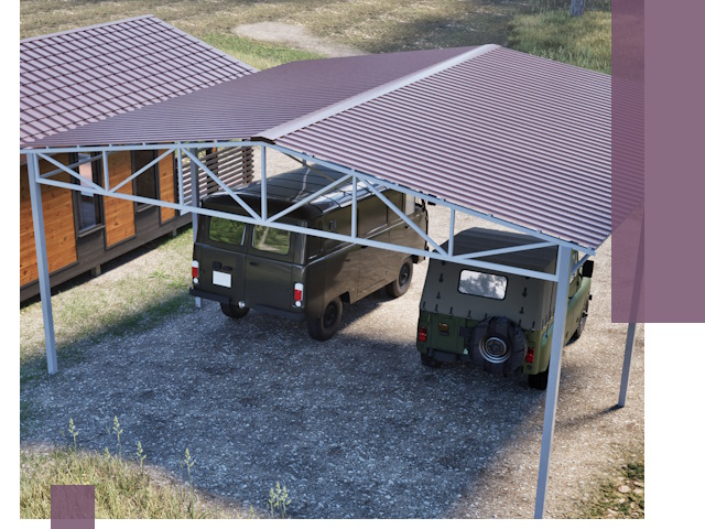 Двускатные навесы под ключ в Петергофе — изготовление и монтаж