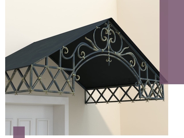 Двускатные металлические козырьки под ключ в Петергофе